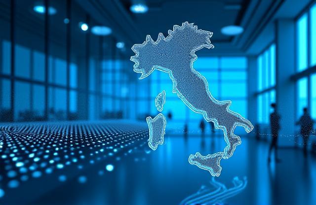 Modern office building of Reti Italiane Mobile or abstract network representation