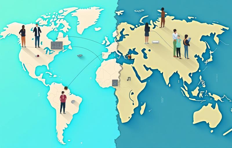 Illustration showing unequal digital access or a graph representing the digital divide